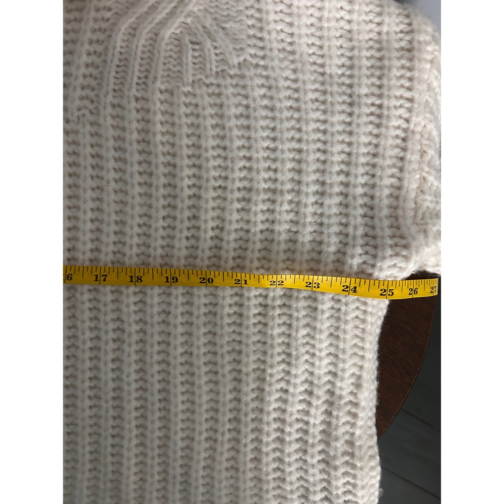 Aerie Cream Chunky Cable Knit Mock Neck Wool Blend Sweater Ivory Medium - Picture 4 of 8